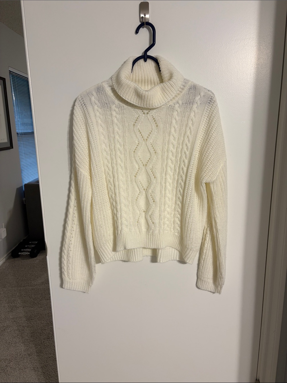 Almost Famous Cream Cable Turtleneck Sweater